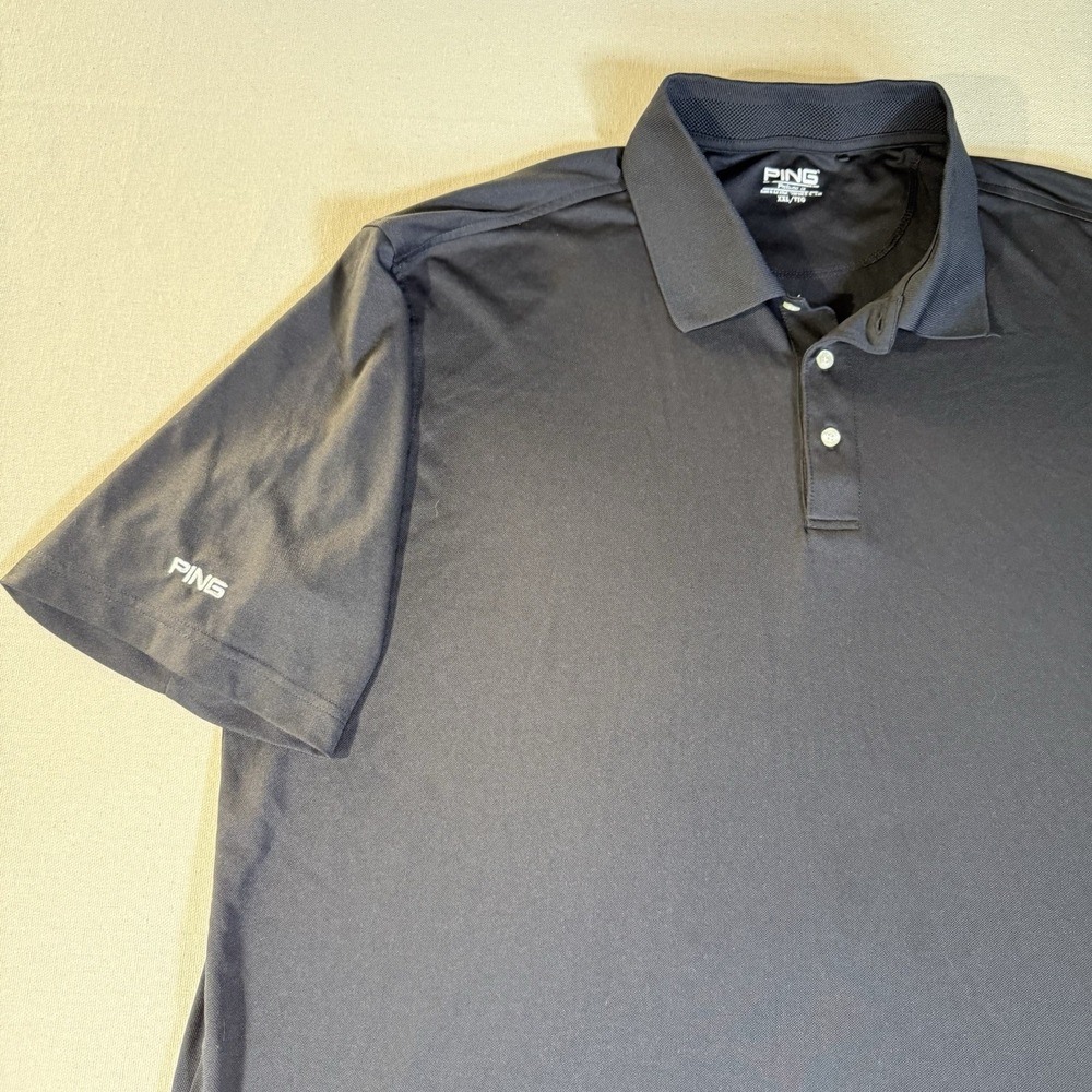Ping Classic Golf Performance Polo Shirt Mens Black Short Sleeve Size 2XL